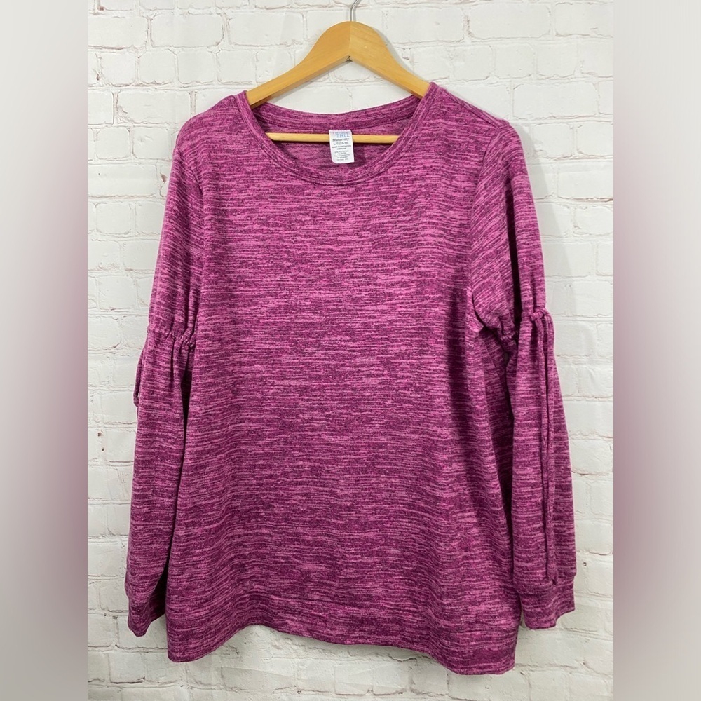 Time & Tru Maternity Sweater Womens Size Large (12-14) Heather Purple Thin Knit